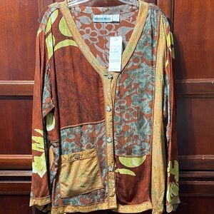 Mirror Image vintage brown Button-Up Cardigan and dress 2 piece set plus size 3X